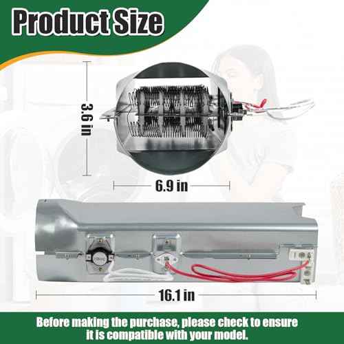 5301EL1001A 5301EL1001H Dryer Heating Element,Fit for DLE2101W DLE2516W DLE3777W DLE0442W DLE5977B DLE7177WM DLEX8377NM Dryer,Replaces 5301EL1001G 5301EL1001J etc