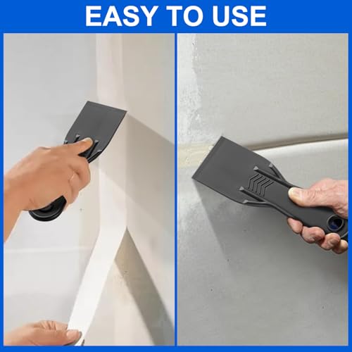 6 PCS Plastic Putty Knife, 2 Inch Black Flexible Putty Knife Scraper for Taping Drywall Spreading Repairing Walls Scratching