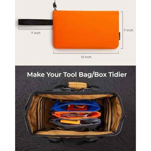 1120 Canvas Tool Pouch, Heavy Duty Small Tool Bag with Custom Zipper, Multipurpose Tool Pouches 6 Pack