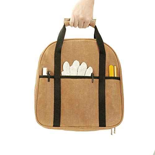 Denifiter Waxed Canvas Cable Bag, Multifunctional Repair Bag Heavy Duty Tool Bag, Waterproof (Khaki)