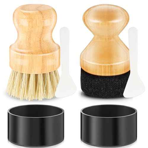 2 Pcs Cutting Board Oil Applicator Set Bamboo Wax Applicator with Sisal Fiber and Sponge for Mineral Oil Board, Wooden Worktops, Butcher Blocks, Utensil Care(Classic)