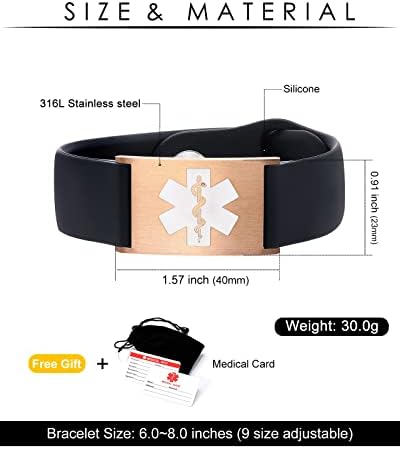 Personalized Sport Medical Alert Bracelets for Women Men - Custom Medical ID Bracelets with Free Engraving - Hook and Loop/Elastic/Stainless Steel/Silicone Watch Wristband Emergency Bracelet
