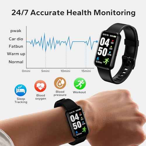 Fitness Smart Tracker with 24/7 Health Monitoring,Heart Rate Sleep Blood Pressure Blood Oxygen Monitor/Calorie Steps Counter Pedometer Activity Trackers/Smart Notifications for Men Women