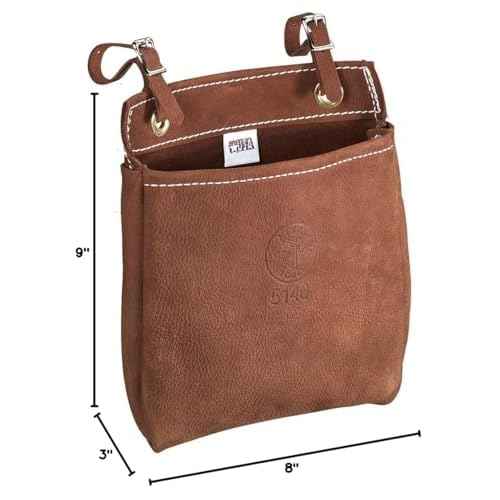 Klein Tools 5146 Tool Bag, Leather Tool Pouch with Adjustable Belt Straps, Durable All-Purpose Electrician Bag Measures 9 x 3 x 8-Inch