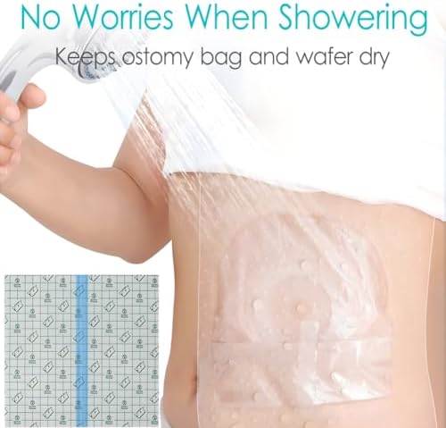 10" x 12" Ostomy Shower Cover [Pack of 25], Ostomy Bag Shower Protector Stoma Shower Guard Colostomy Shower Shields Waterproof Bandage for Women Men Showering