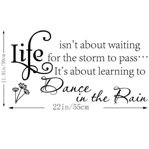 Life Isn't About Waiting for The Storm to Pass¡¦ It's About Learning to Dance in The rain Vinyl Wall Decal Stickers Inspirational Quotes Wall D?cor