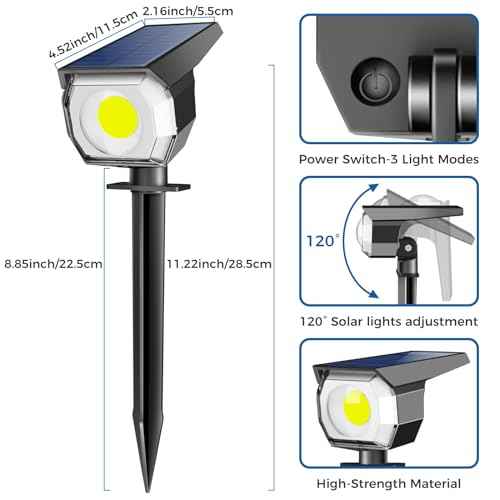 Peasur 12 Pack Solar Lights Outdoor, Solar Spotlights Outdoor Waterproof 3 Modes, 2-in-1 Auto On/Off Solar Spot Landscape Lighting Outside for Tree Plants Yard Garden Pathway