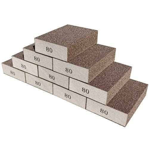 10 Pack 80 Grit Sanding Sponge, Washable and Reusable Sanding Blocks Great for Pot, Pan, Glass, Wood, Metal Sanding