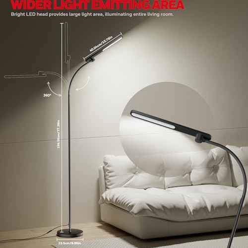 Honeywell LED Floor Lamp, F4 Sunturalux¢â Gooseneck Floor Lamps for Living Room, Super Bright Stepless Dimmable Tall Standing Lamp, Modern Eye-Caring Reading Floor Lamp for Bedroom Office Study