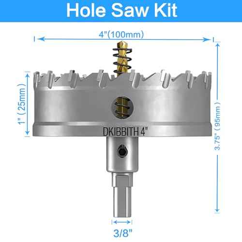 TCT Hole Saw Set, 4"(100mm) Heavy Duty Tungsten Carbide Tipped Hole Cutters for Stainless Steel Mild Steel Copper Iron Brass Plastic and More, with Titanium-Plated Pilot Drill Bits