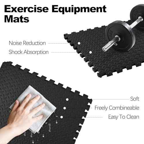 Fitvids Puzzle Exercise Gym Flooring Mat, 3/4" Thick High-Density EVA Interlocking Tiles, Workout Mat for Home Gym, Fitness Equipment, MMA, Gymnastics, 24-Piece Shock-Absorbing Exercise Mat (96 Sq Ft)