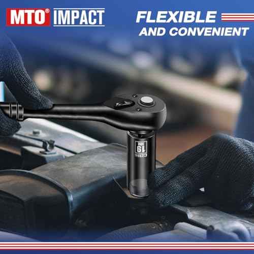 MTO 1/2" Drive 19mm Deep Impact Socket, 6 Pt. Metric Socket, CR-MO Steel & Anti-Corrosion Coating for Heavy-Duty Use