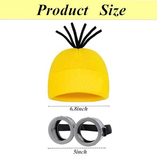 2Pcs Costume Accessories Adult Steampunk Goggles Glasses Yellow Beanie Knit Hats Women Mens Halloween Cosplay Party