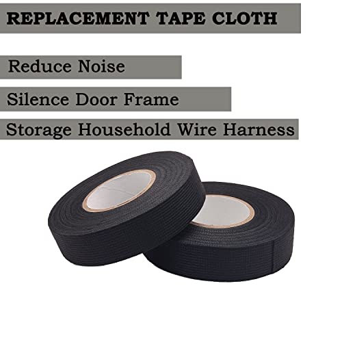 Electric Insulation Tape Fabric, 3/4In x 50ft Automotive Tape Cloth, High Temp Tape for Exhaust - 4 Rolls Wire Harness Friction Tape Black(Non-Flame Retardant)