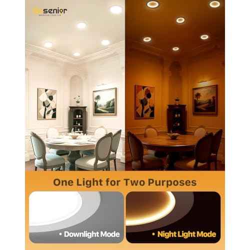 Ensenior 12 Pack 4 Inch 5CCT LED Can Lights with Night Light, Retrofit Led Recessed Lighting, Dimmable, 7W 120V, 700LM
