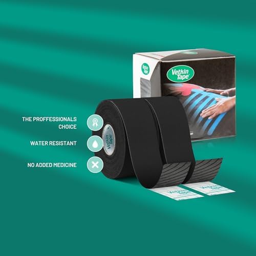 VETKIN VetkinTape® Veterinary Kinesiology Tape | Tape for Horses & Dogs | Equine & Canine Kinesiotape | Latex Free and Quality Mark Certified Ktape | 1.2 inch | Pack of 2 Rolls (Black)