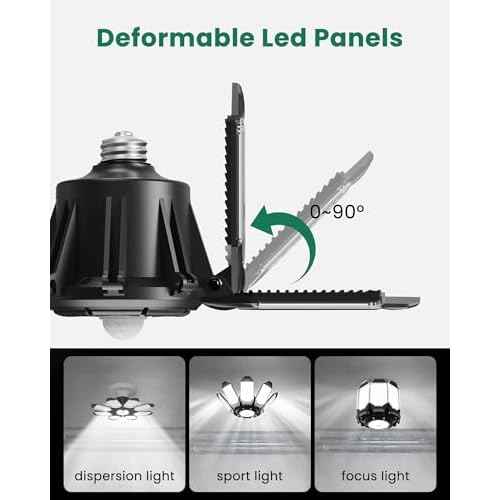 Motion Sensor Garage Light, 250W Motion Sensor Light Indoor,Deformable Garage Lights Ceiling LED,25000LM Super Bright Motion Activated LED Shop Light for Stairway,Basement 2Pack