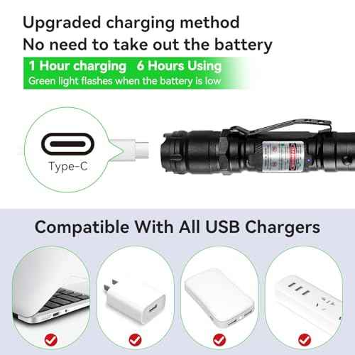 [2 Packs] Professional Rechargeable Green Laser Pointer High Power Green Beam Laser Light Long Distance Range for TV/LED/LCD Screens Tactical Flashlights Presentation Office/Outdoors [004](2)