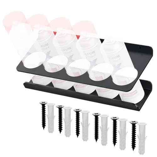 Acrylic Spray Can Holder Rack, Tilt Wall Mount Spray Paint Storage, 5 Can Spray Bottle Holder for Garage and Workspace,Spray NOT Include (Black)