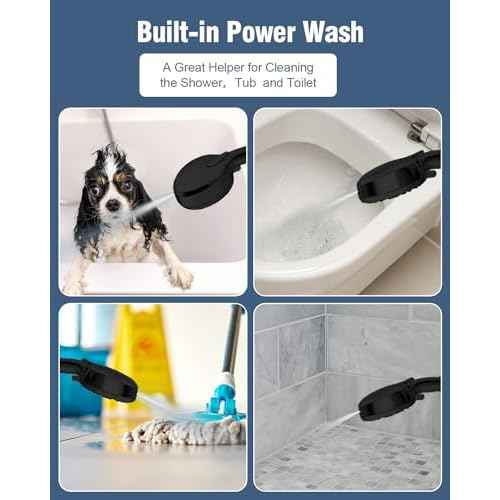 Filtered Shower Head with Handheld Oil Rubbed Bronze, BOWGER 6 Modes High Pressure Shower Heads with Power Wash and Hard Water Filter, Detachable Hand Held Showerhead Set with Extra Long Hose, ORB
