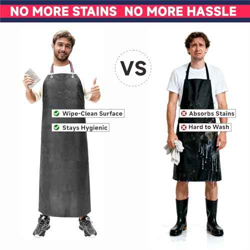 GoldPig Thick Rubber Apron: Waterproof, Chemical Resistant, Adjustable Neck & Belt for Dishwashing, Gardening, Butchering