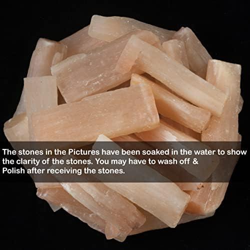 Crocon 1LB Orange Selenite Rough Stones and Crystals Bulk - Raw Gemstone for Tumbling Cabbing Polishing Gem Mining Chakra Balancing Reiki Crystal Healing Good Luck Fountain Rocks Home Décor Gifts