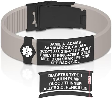 Divoti Custom Engraved Medical Alert ID Bracelet – Dual-Sided Laser Etching, Silicone Wristband, Stainless Steel Security Clasp – Adjustable & Trim-to-Fit – Emergency Medical Info Band for Men & Women