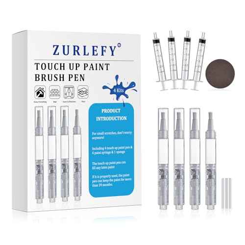 4 Count Touch Up Paint Brush Pen for Painting Walls, House Paint Drywall Repair Brushes kit for Wood Furniture, Desks, Fence Scratches(3ml)