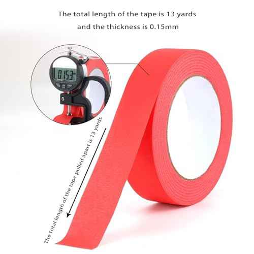 Masking Tape, 0.6 Inch/15 mm, 13 Yards, 6 Rolls, Red, Painters Tape, Arts & Crafts Tape for DIY, Decorative, Drafting Craft Tape, Gift Wrapping, Total 255 Feet & 78 M