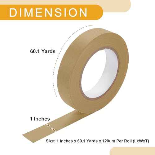 1 Pc 1 Inches x 60.1 Yards Universal Painters Tape - DIY Car Auto Paint for Masking Tape No Residue - Crepe Paper Brown