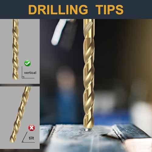 BeHappy 13Pcs Cobalt Drill Bit Set, M35 HSS, 135 Degree Tip, Twist Jobber Length for Hardened Metal, Stainless Steel, Cast Iron, Wood, and Plastics, with Index Storage Case 1/16"-1/4"