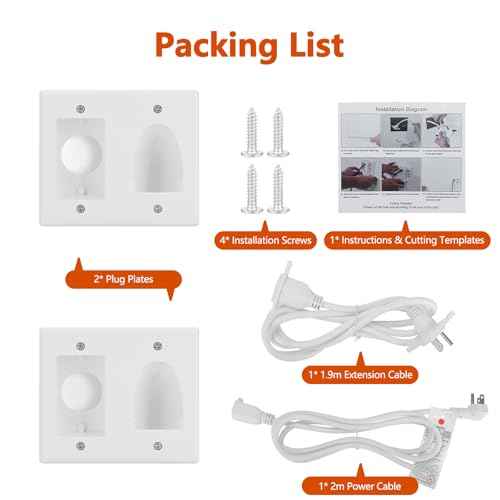 in Wall Cable Management Kit for Wall,Hide Cords Wall Mounted TV,Power Bridge Wall Kit for TV,Recessed Outlet for Organizing Cables Behind Wall-Mounted TV