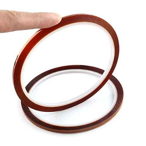 E-outstanding 3pcs 1/8" Tawny Polyimide Single Silicone Adhesive Tape 3mmx33m High Temperature Resistant Tape for Masking, Welding, PCB Gold Finger Protection, Electronic Adhesive Insulation