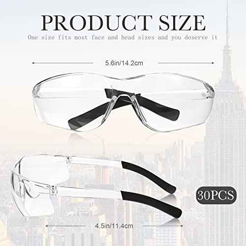 Queekay 30 Pairs Safety Glasses for Men Women Eyewear Protective Goggle Bulk Safety Glasses for Worker Laboratory Gardening