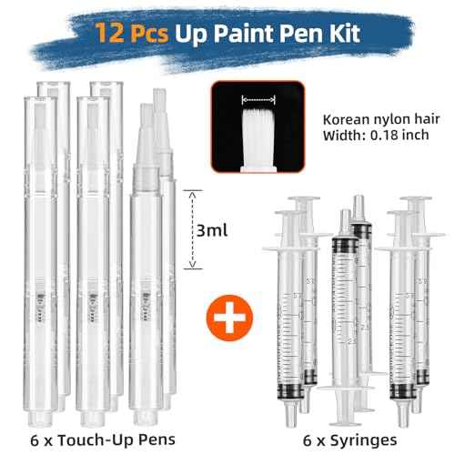 6 Pack Fillable Touch Up Paint Pen, Refillable Brush Pens, Touch up Paint pens for Walls - Wood Floors, Windows, Furniture, Kitchen Cabinet, Suitable for Any Repair