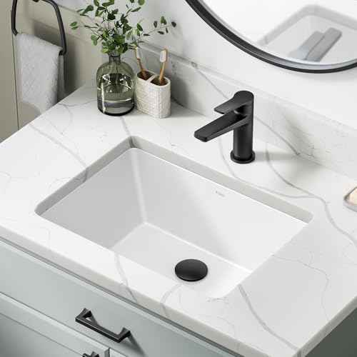 KRAUS Elavo 20.25 in. Rectangular Porcelain Ceramic Undermount Bathroom Sink in White with Overflow Drain, KCU-244