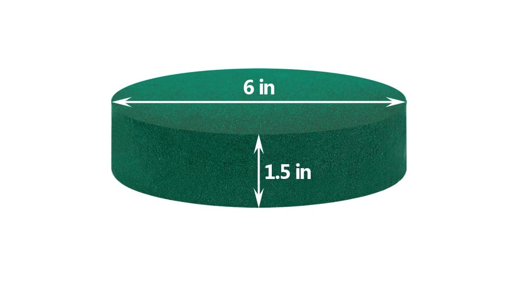 Pack of 6 FLOFARE Round Floral Foam Blocks for Fresh and Artificial Flowers, (6" X 1.5"), Dry & Wet Green Flower Foam for Flower Arrangements and Florist Supplies