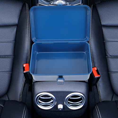 Housoutil Portable Tool Box Repair Tool Storage Container General Tool Box Hardware Case Craft Storage Toolbox for Tools Metal Tool Boxes Hand Carry Blue
