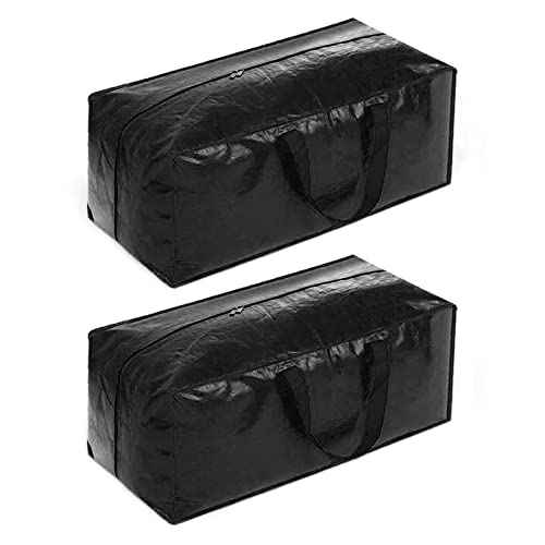 Surblue Moving Bags Heavy Duty Dorm Storage Moving Totes Extra Large Clothing Storage Packing Bags with Backpack Straps Strong Handles Zippers Replace Moving Storage Boxes for Moving Dorm Room Essentials, Pillows, Bedding, Blankets, Black£¬ Set of 2