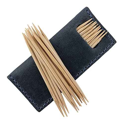 Hide & Drink, Set of 4 Tooth Pick Cases, Cooking Accessories, Full Grain Leather, Handmade, Slate Blue