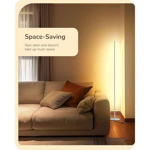 EDISHINE LED Corner Floor Lamp with Remote, 57.5" Minimalist Dimmable Mood Light, Standing Tall Floor Lamps for Living Room, Bedroom, Home Office, 3000K Warm White Light (White)
