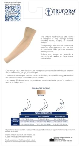 Truform Lymphedema Compression Arm Sleeve, 20-30 mmHg Post Mastectomy Support, Brown, Medium