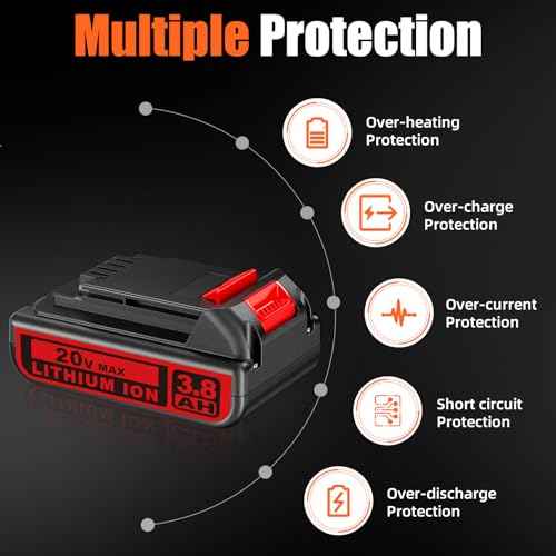 2Pack 3.8Ah 20V Replacement for Black and Decker 20V Battery Li-ion Battery LBXR20 Compatible with Black and Decker Battery 20V for Power Tool