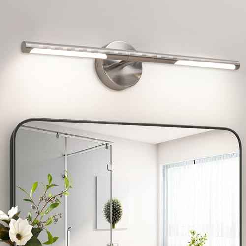 Brushed Nickel Bathroom Light Fixtures Over Mirror 24 Inch, 18W 360¡Æ Rotatable Dimmable 4000K LED Vanity Light Bar, Modern Bathroom Vanity Lights Above Mirror