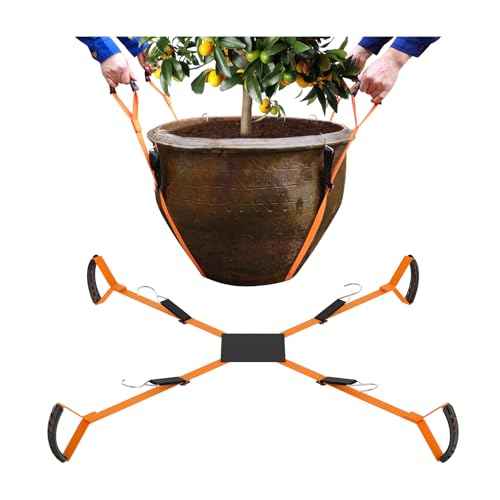 Potted Plant Mover£¬Plant Lifting Straps for Garden Flower Pots, Planters£¬Rocks, Trees£¬Easily Lift and Move Heavy Items Up to 250 Pounds, Large Size,Orange£¬Patent Pending