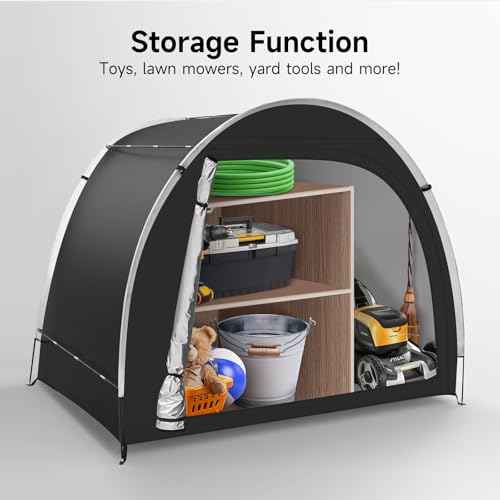 Bike Storage Tent Sheds - Outdoor Storage Waterproof, Upgraded 6.56x4.92x5.58ft Bicycle Shed Tent, Portable Bike Covers Shelter with Carry Bag for Motorcycle, Garden Tool - Medium
