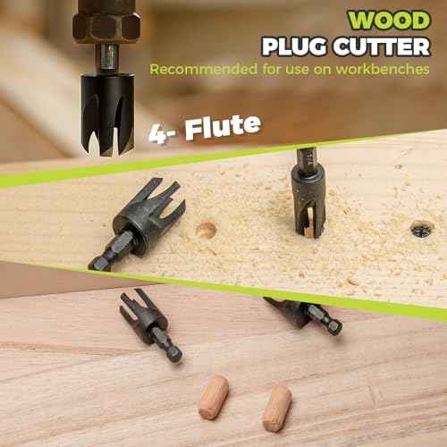 Countersink Drill Bit Set, 16PCS M2 Cobalt HSS Woodworking Tool Set, Adjustable Depth Tapered Drill Bits with 4 Wood Plug Cutters & 1/4" Hex Shank, Counter Sink Drill Bit for Wood