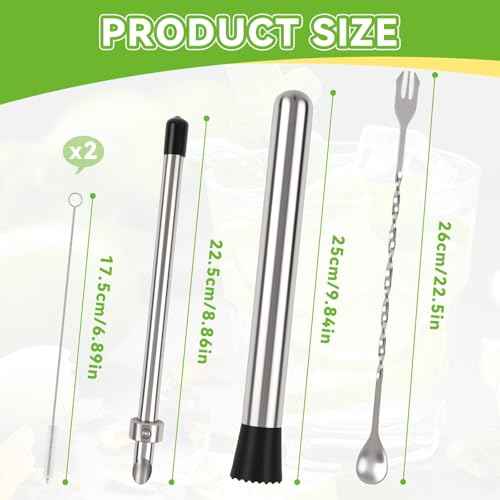 5 Pack Straw Puncher, lemonade stand supplies kit with straw puncher for plastic lids, muddler for lemonade and cocktails, reusable lemonade cups