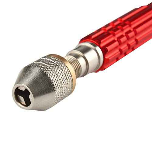 Larcele Precision Pin Vise Hand Drill, Keyless Mini Adaptor Chuck, 3 Jaw Chuck, for Micro Drill Bits 0" to 1/8" SDZKQ-02 (Red)