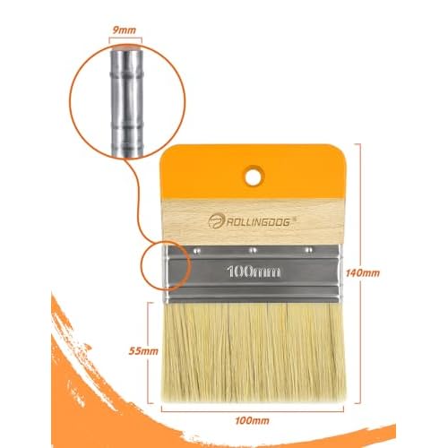 ROLLINGDOG 4" Flat Paddle Paint Brush - Decorative Brush for Walls Texture Paint and Artist Painting